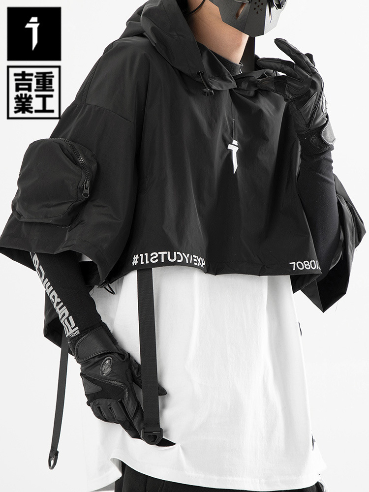 Chaqueta con Capucha de Estilo Funcional de Primavera/Verano de Jiyue Heavy Industries, Estilo Nacional, Holgada, Informal, Hip-Hop, Marca de Moda para Hombre