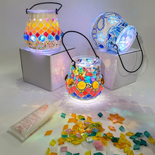 玻璃马赛克烛台diy 材料包教师节灯手工亲子益智玩具水晶发光礼物