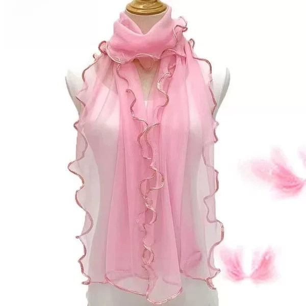 Solid Color Gold Crimped Scarf Ruffled Auricularia Silk Scarf Stretch Shawl Warm Neck Dance Silk Scarf