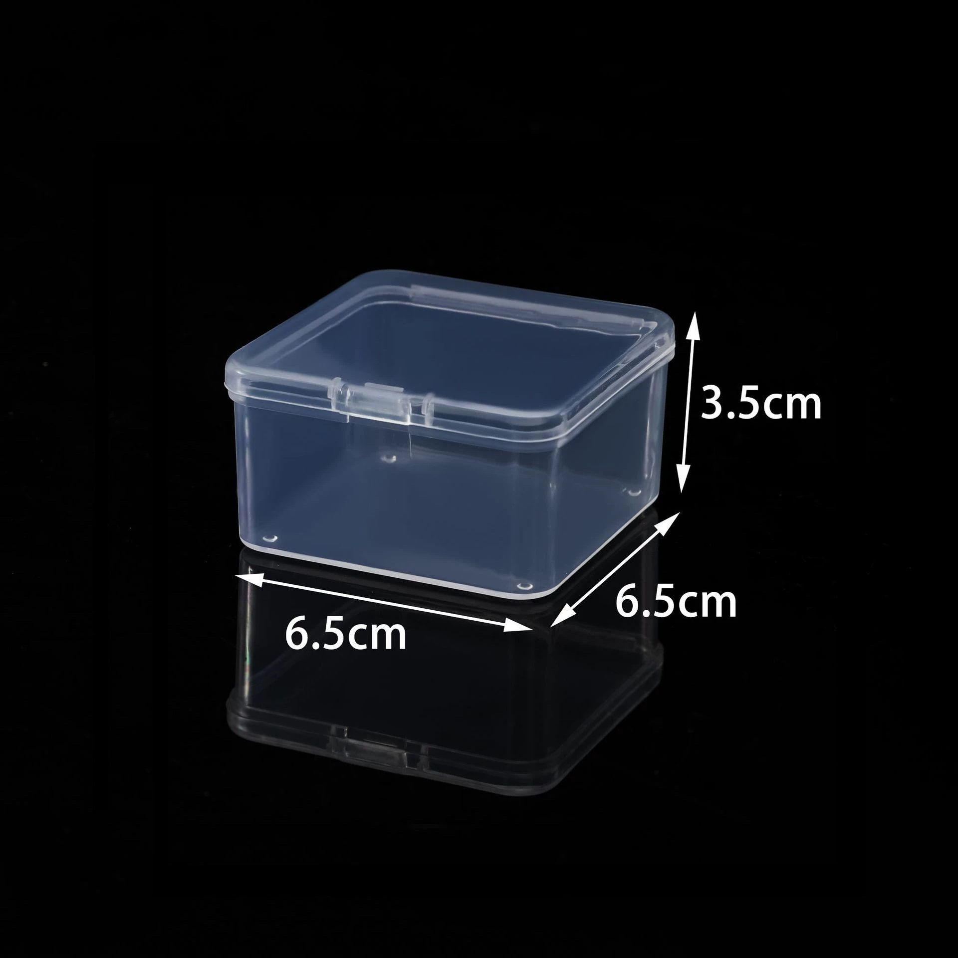Transparent Plastic Storage Box for Earrings & Small Accessories, multiple square sizes 3.5–12.5 cm