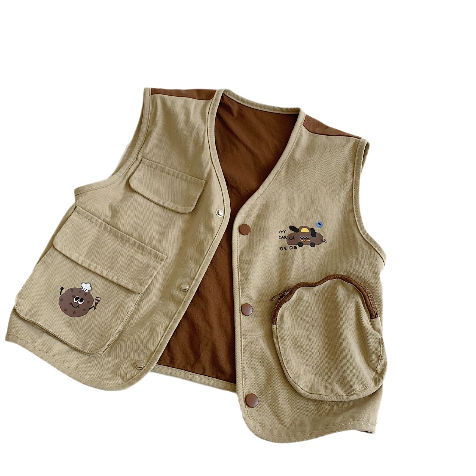 Mai Bao chaleco infantil 2024 invierno nuevo producto de ropa infantil bolsillo grande para niños y niñas bebés coreanos plegable ropa de moda