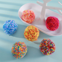 新款6cm拼色毛线毛球手工diy服装帽子玩具配饰混色毛球辅料跨境