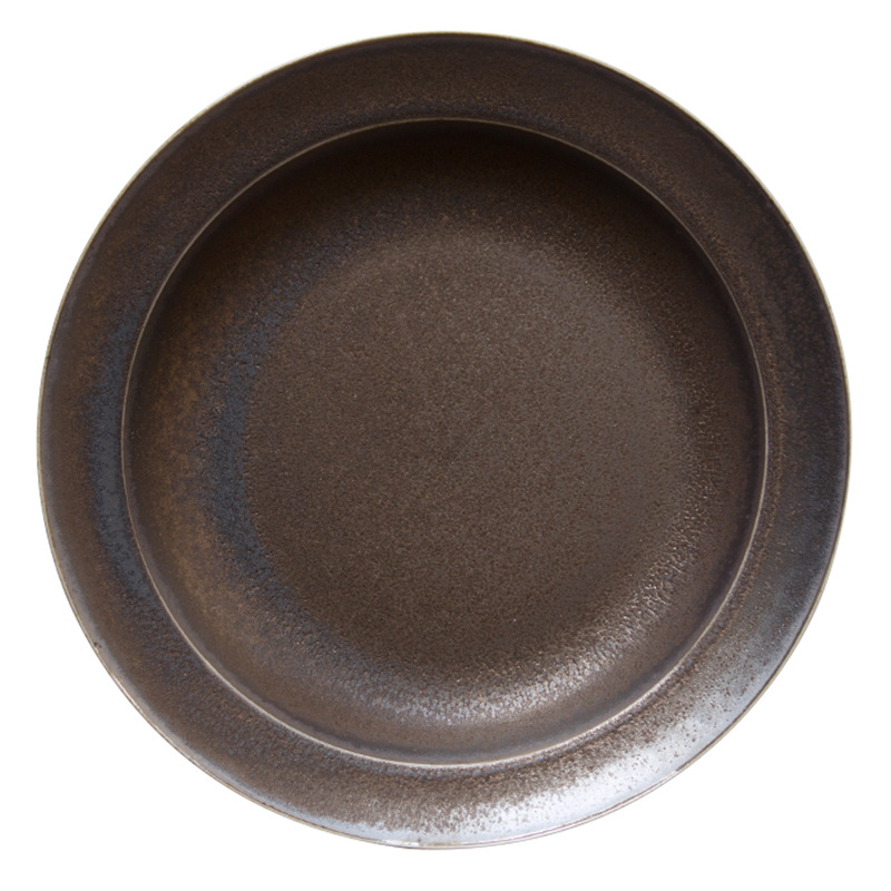 Placa profunda con borde Placa plana Placa de cerámica Placa de carne de pasta occidental minimalista nórdico Placa de verduras Placa de comida casera de alta gama