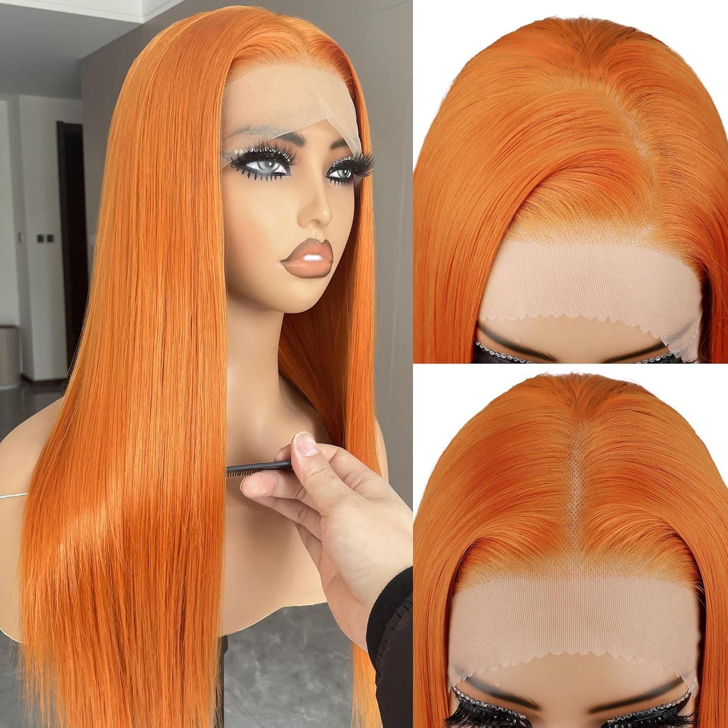 Perruque Synthétique Longue Lisse En Dentelle Style Africain_voghion.com