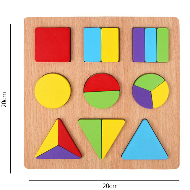 Montessori forma cognitiva tablero de los niños de educación temprana geométrica cognitiva de tres puntos uno-dos forma a juego preescolar educación juguetes con incrustaciones