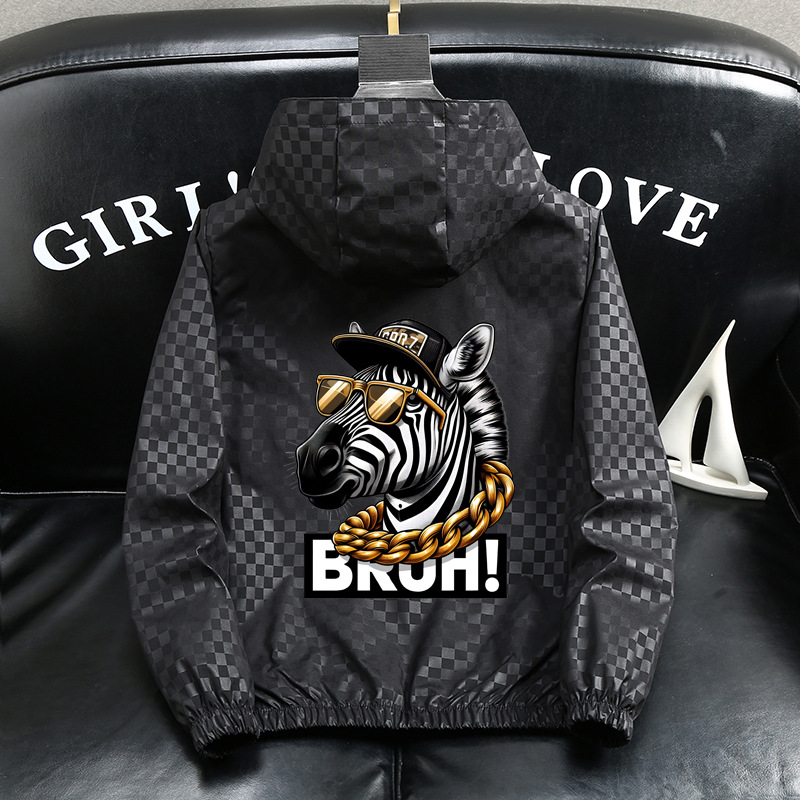 Veste à capuche homme légère coupe ample style décontracté_voghion.com