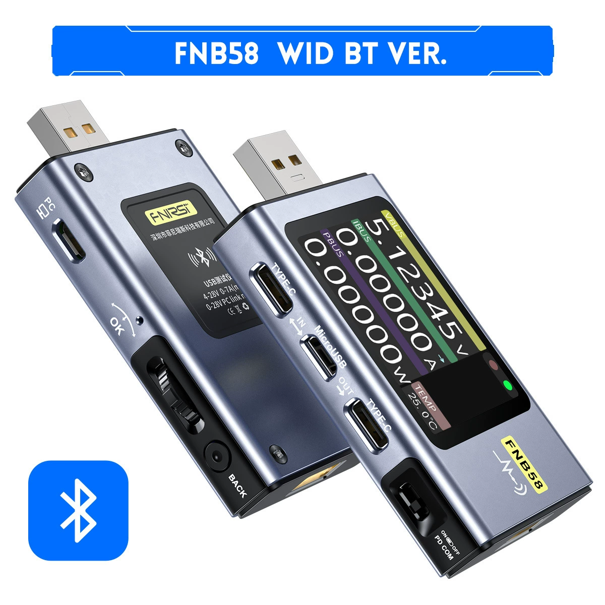 FNIRSI-FNB58 USB-тестер напряжения и амперметра Type-C для быстрой зарядки, обман протокола QC/PD
