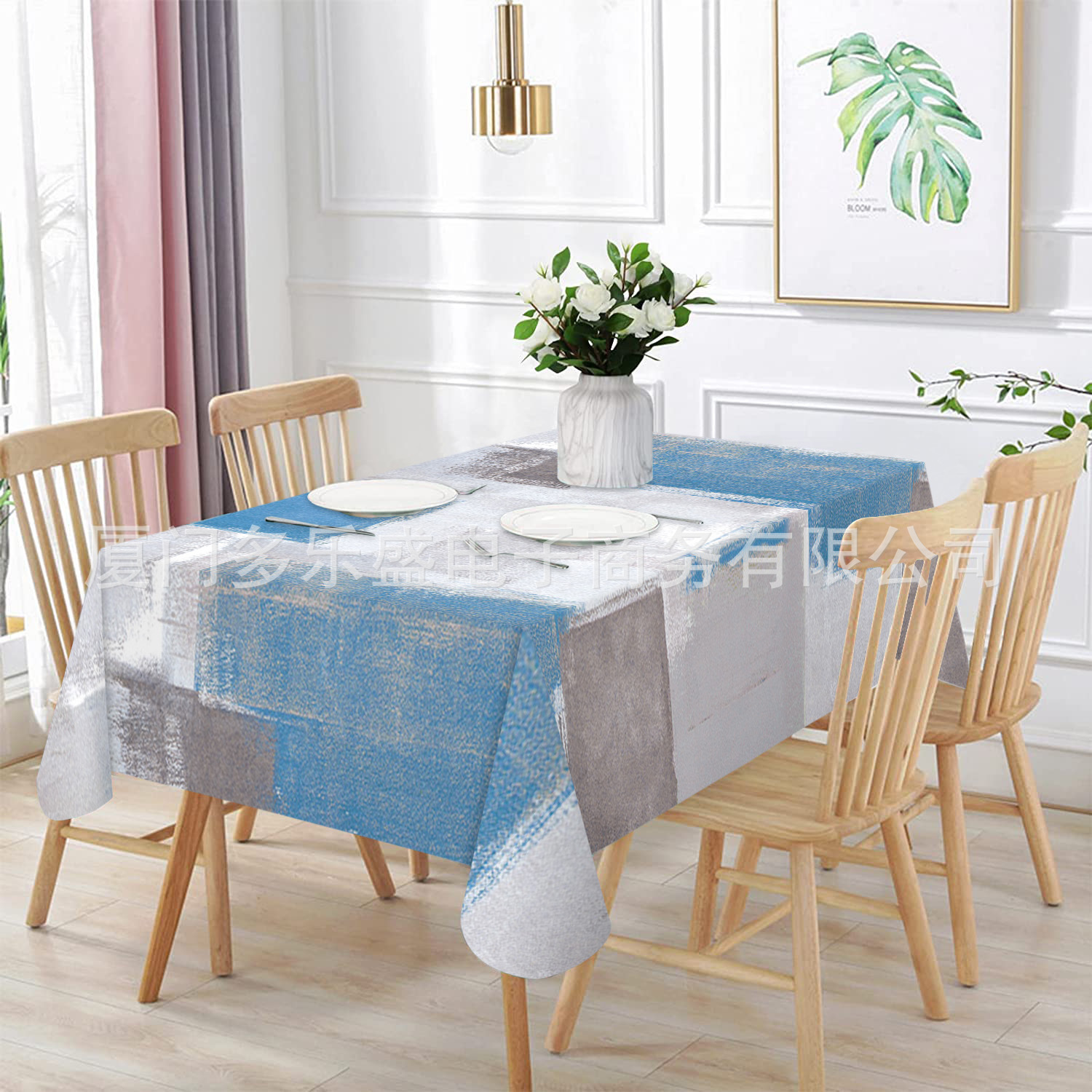新品热销 北欧简约ins风餐桌布创意油画防水桌垫家居桌面装饰盖布
