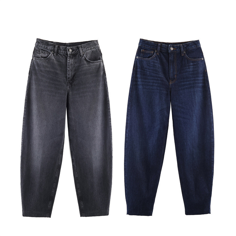 Foreign Trade Order! 2026 Autumn European and American Style Women's Fashion Casual Loose High-Waisted Barrel-Shaped Jeans 6027242