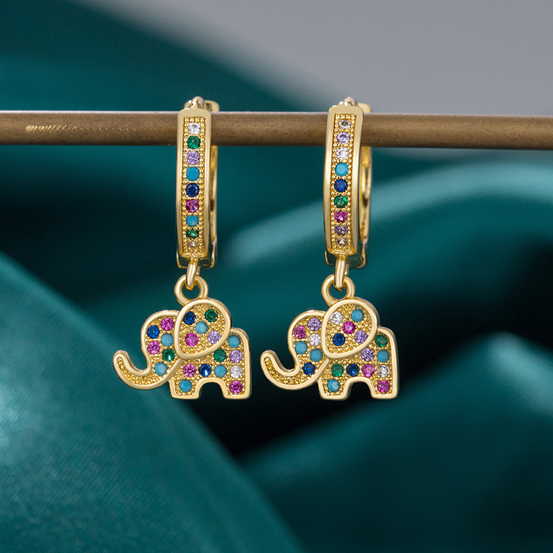 retro earrings with zircon