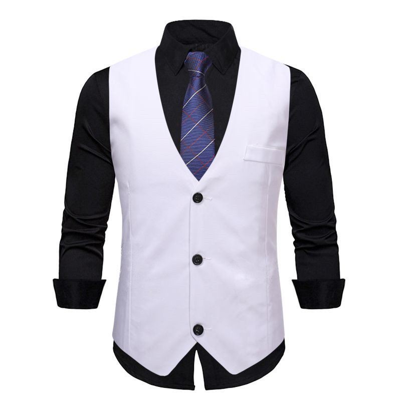 Primavera y otoño estilo coreano moda slim fit traje chaleco hombres traje británico chaleco casual chaleco profesional mejor hombre novio