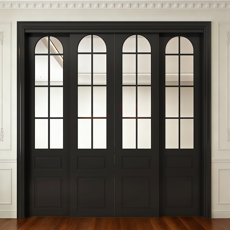 Foreign Trade Four-Panel Sliding Door, Solid Wood Composite Lacquered Door, Glass Partition Door, Sliding Door, Kitchen Interior Door Wholesale Foreign Trade Four-Panel Sliding Door, Solid Wood Composite Lacquered Door, Glass Partition Door, Sliding Door, Kitchen Interior Door Wholesale