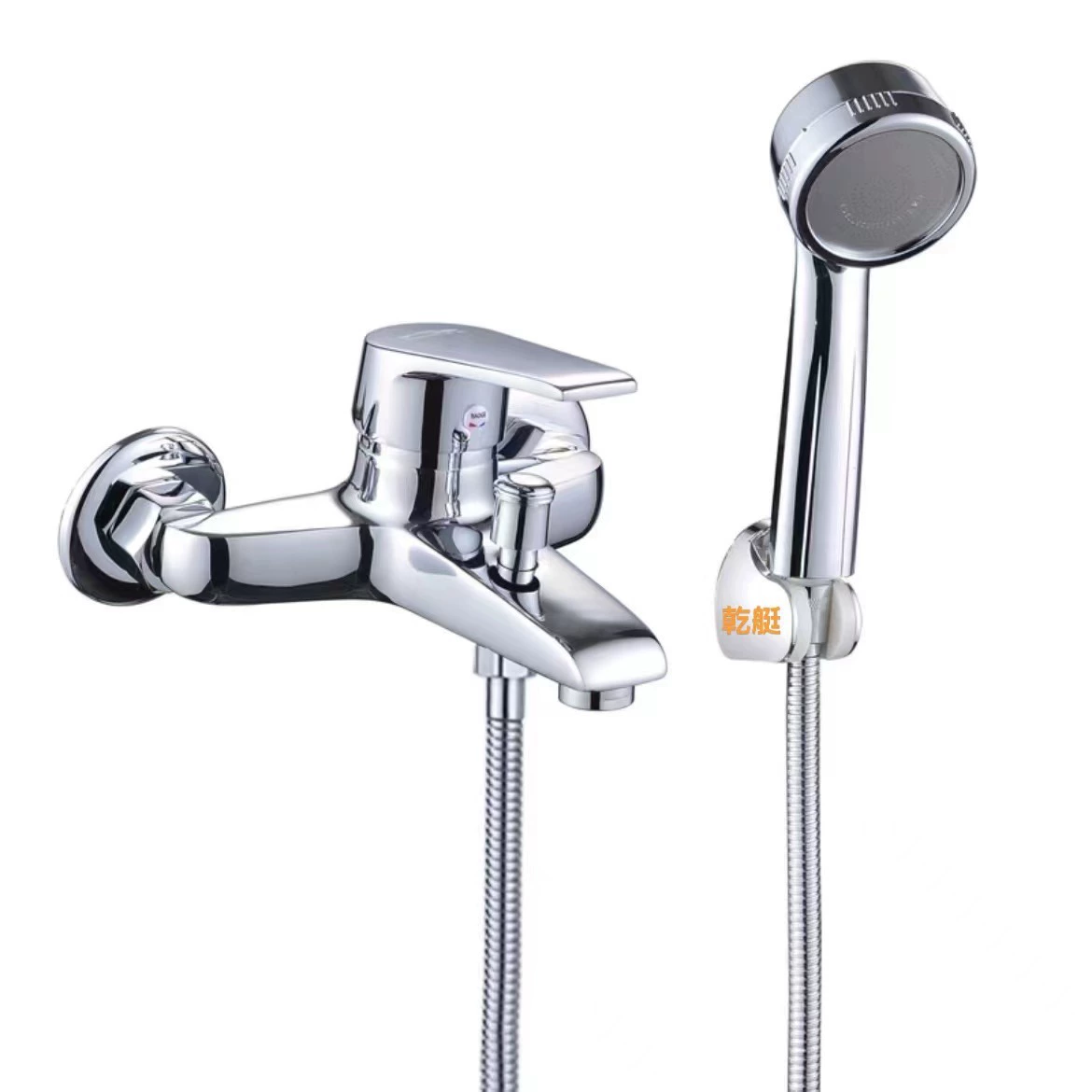 Copper bathtub Sanlian Large Cold and Hot Water Valve Copper Shower Sanlian Set Dark Installed Bathwater Water Large