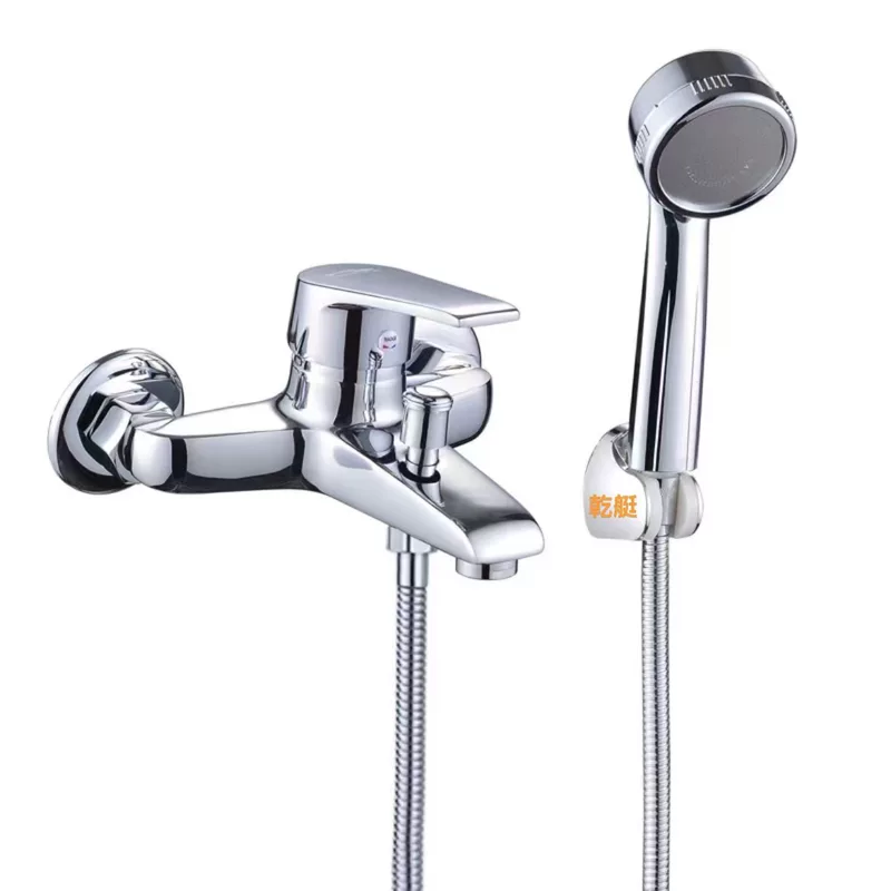 Copper bathtub Sanlian Large Cold and Hot Water Valve Copper Shower Sanlian Set Dark Installed Bathwater Water Large