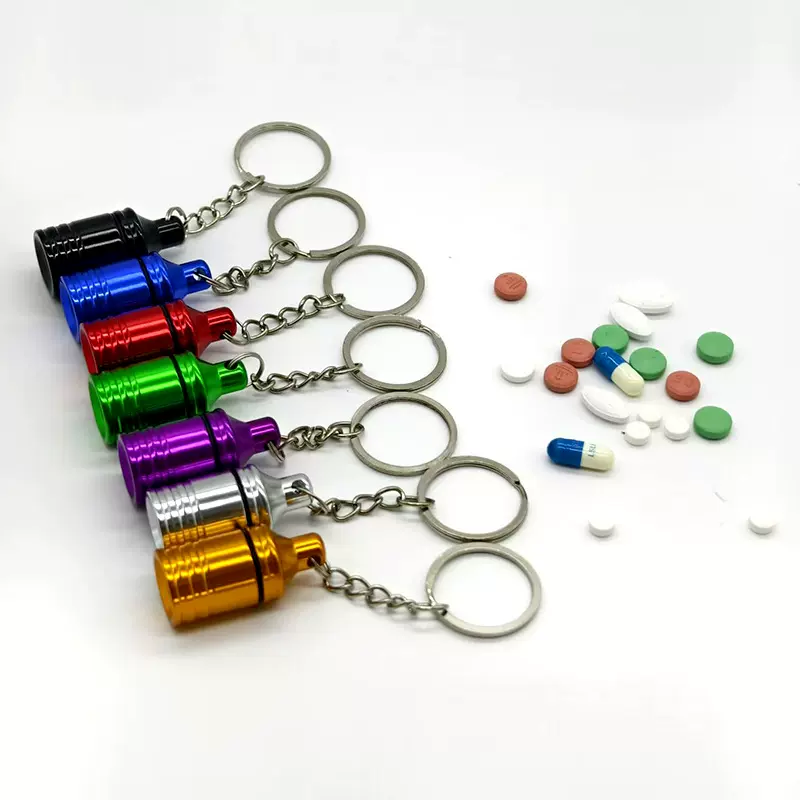 厂家供应 铝合金钥匙扣挂瓶 大号防水小药罐急救药丸瓶密封罐瓶