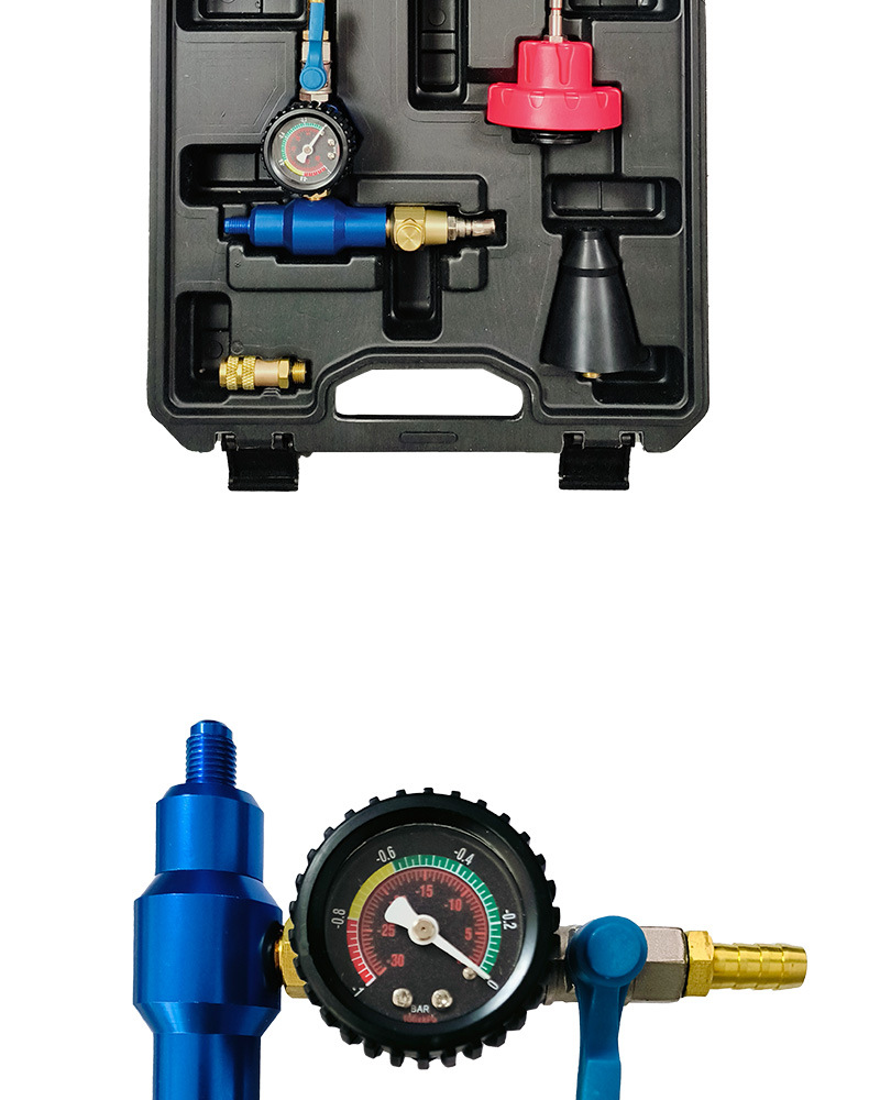 Car antifreeze replacement tool, vacuum-type radiator coolant filling tool, filler, emptying negative pressure gauge