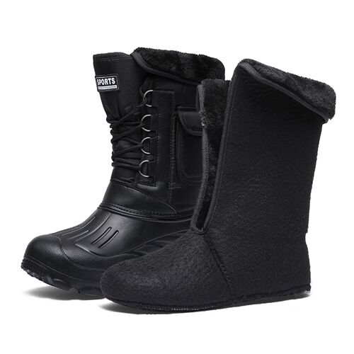 Winter Men's Outdoor Work Snow Boots Ice Fishing Boots Warm Waterproof Outdoor Riding Boots Tall Cold-Resistant Ice Fishing Boots