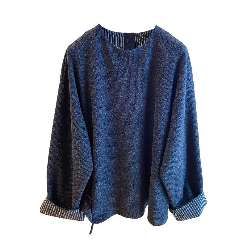 Retro long-sleeve, autumn knitted sweater, oversize, plus size