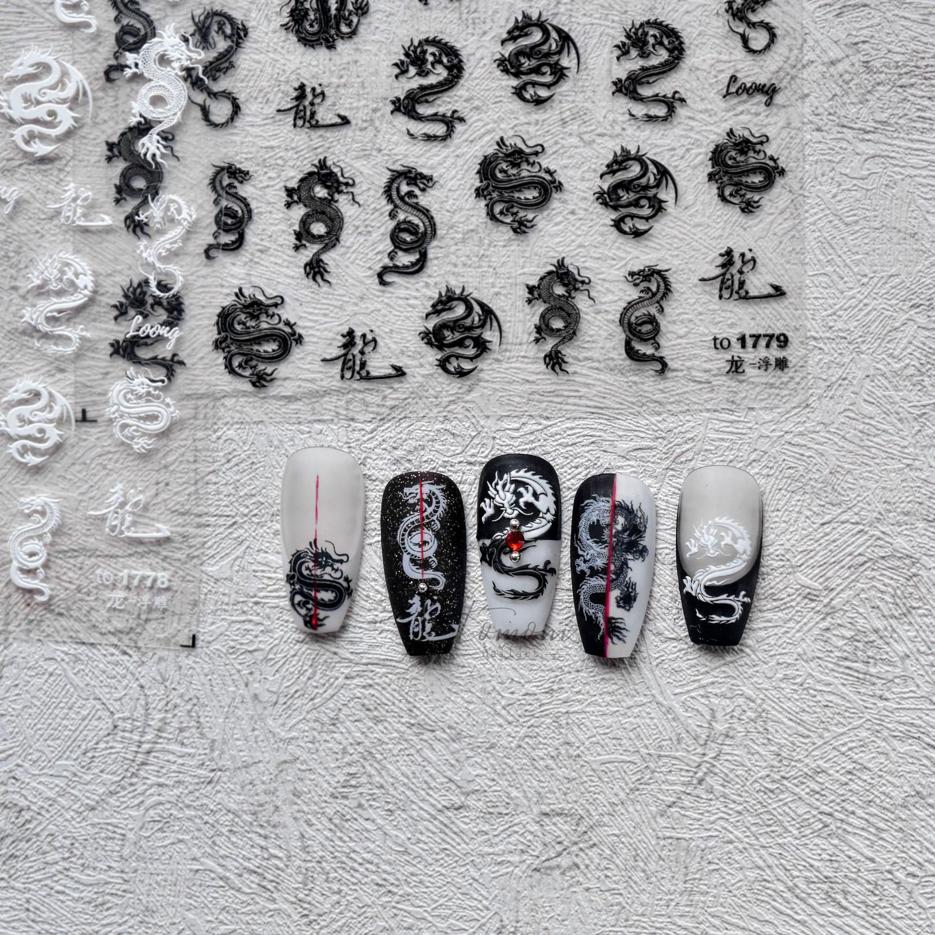 Tomoni alivio 1778 adhesivo caliente lindo uñas Pegatinas japonés 5d uñas pegatinas papel Dragón