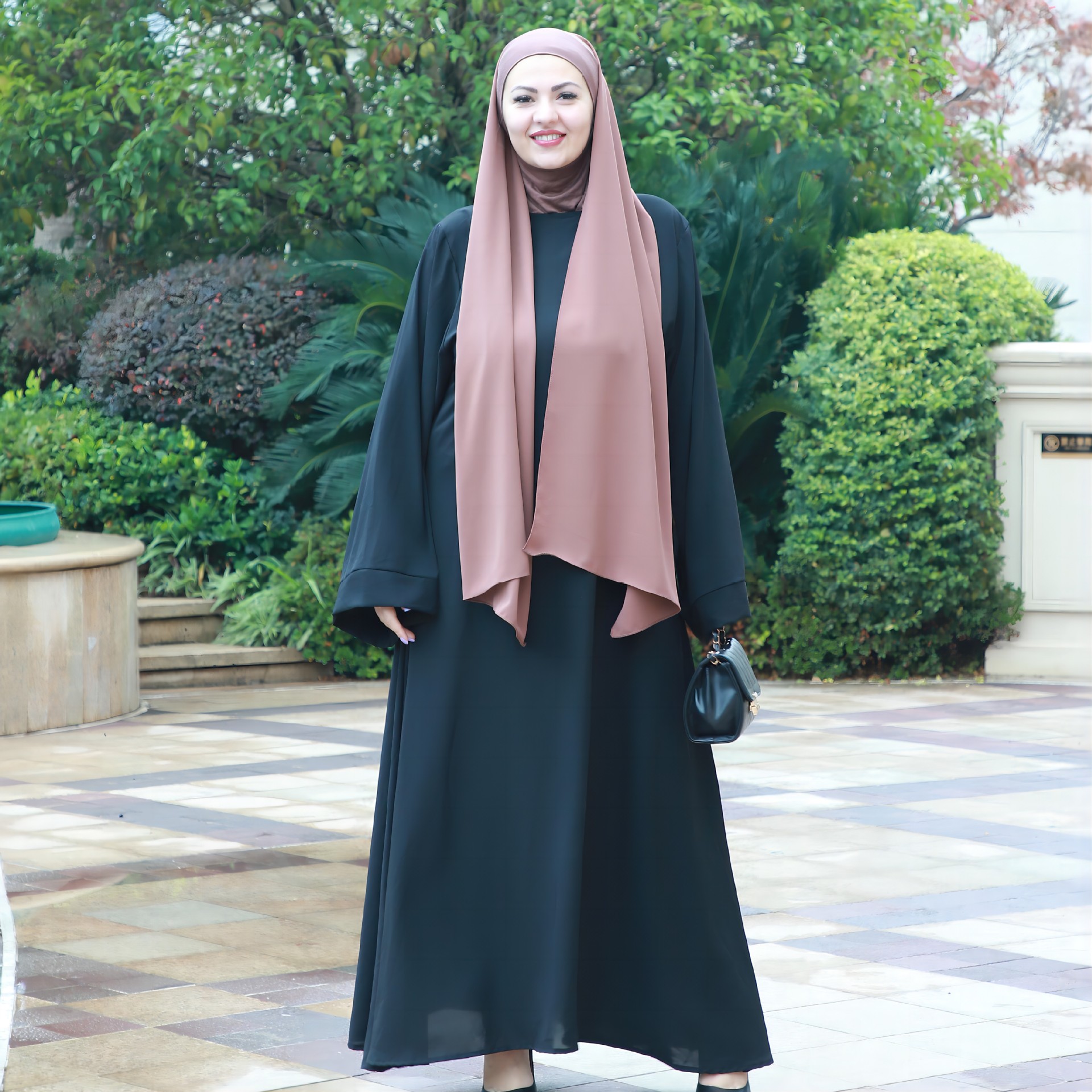 创意款2024春季女装高温定型长裙连袖长袖大码Muslim外贸工厂货源