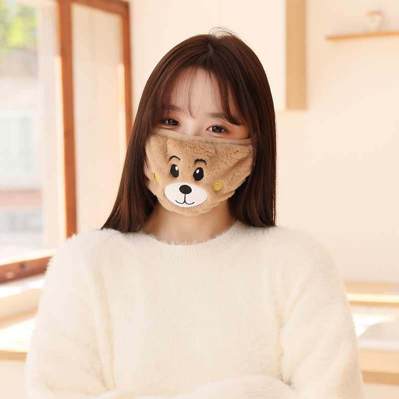 Ins韓国版女子熊マスクマフラー一体帽子かわいい耳ぬいぐるみ学生冬保温カバー|undefined