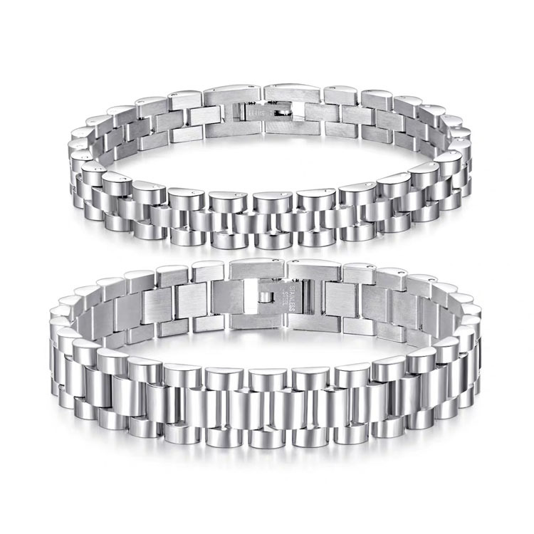 Korean Style Personalized Simple Titanium Steel Couple Bracelet Hollow Watch Chain Strap Type Men's and Women's Hand Accessories