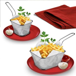 Creative American style small fry basket stainless steel electroplated Fry net Western food utensils