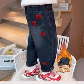 儿童春秋款裤子小童休闲裤男童韩版百搭水洗牛仔裤宝宝复古裤子潮