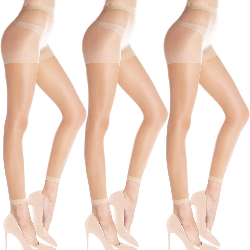 Nine Points Silk Stockings Flat Mouth Foreign Trade Silk Stockings Double Women's Transparent Leggless Tights Ultra-thin Women's Transparent Pants