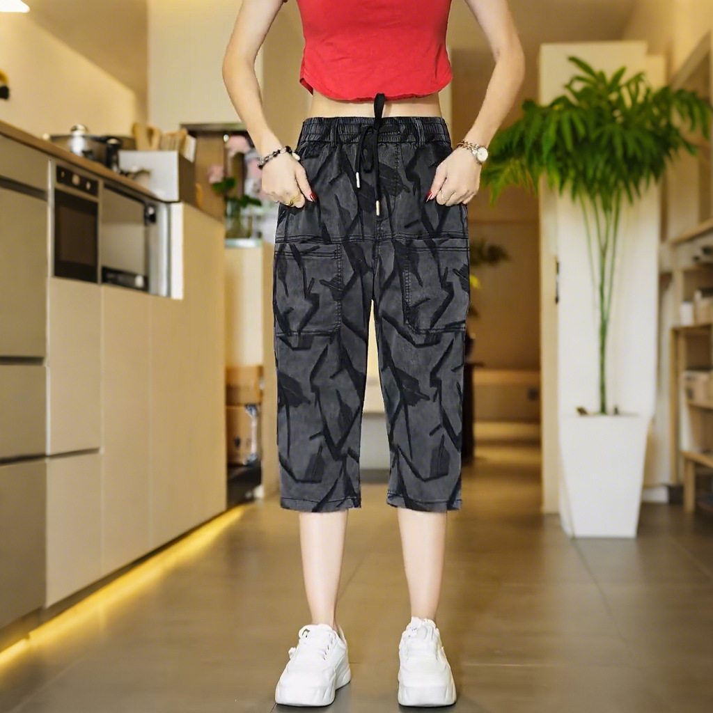 Loose Straight-Leg Cropped Pants Men's Summer Shorts 2025 New Fashion Trend Jacquard Six-Pocket Casual Men's Pants