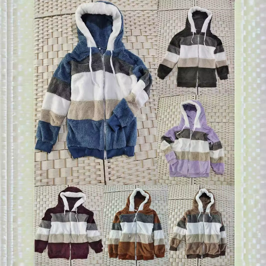 В наличии желание Independent Station 2021 Amazon Новая свободная плюшевая многоцветная куртка с капюшоном для женщин на осень/зиму