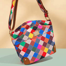 爆款彩虹便当包新款包包跨境单肩斜挎包中年妈妈包贝壳包彩色背包