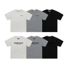 Essentials Double-needle Front and Back Embroidered Cotton T-shirt for Summer Leisure, Streetwear for Men and Women