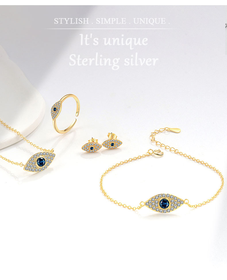 1g Weight Sterling Silver S925 Turkish Middle East Devil's Eye Jewelry 4-Piece Set Europe And America Cross Border Ornament Jewelry Set