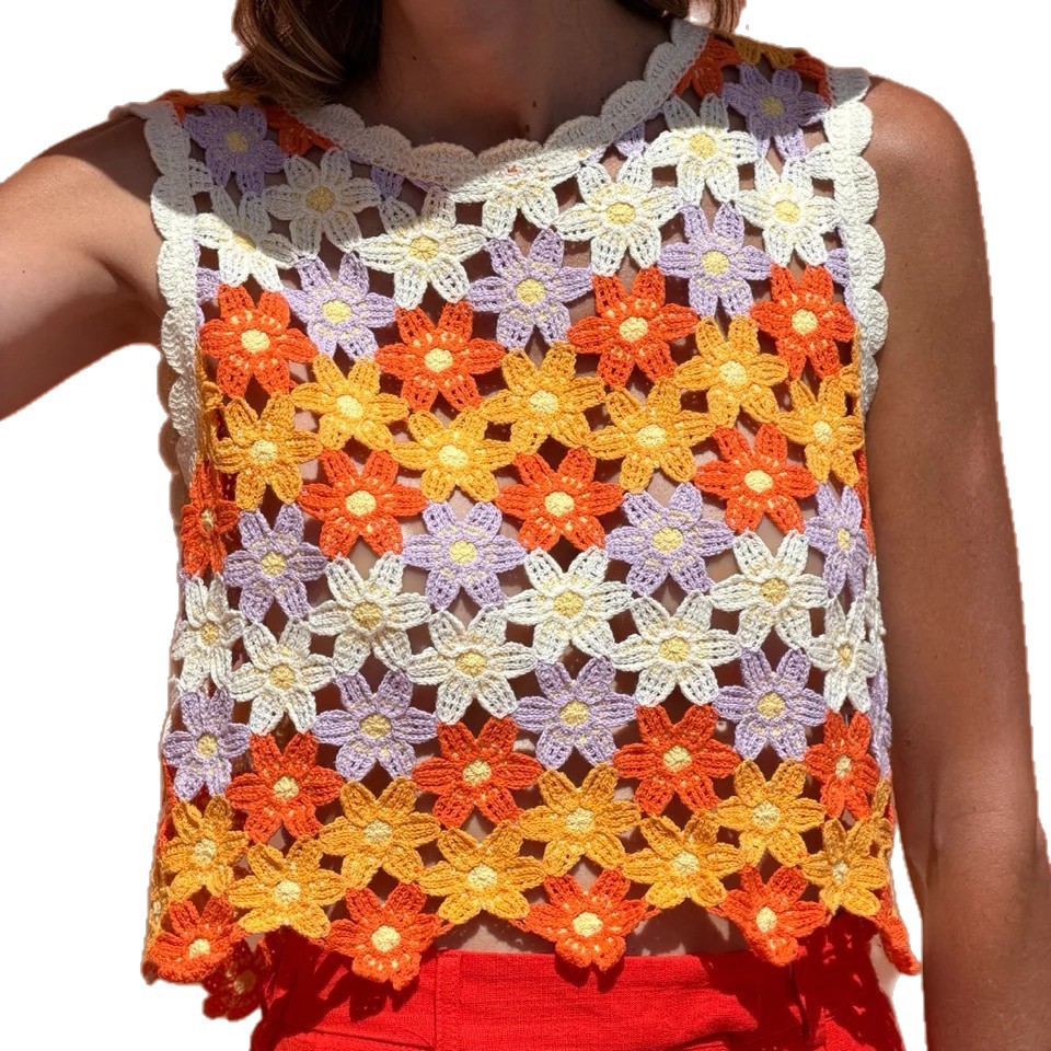 Bohemia Jacquard chaleco de mujer Europa y América ropa de mujer retro verano nuevo chaleco sin mangas camisa corta transpirable