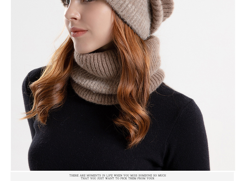 9971 Winter Bicolor Kinder Verdickter Warmer Gehörschutz Wollplüsch Hals Zweiteilige Strickmütze_voghion.com