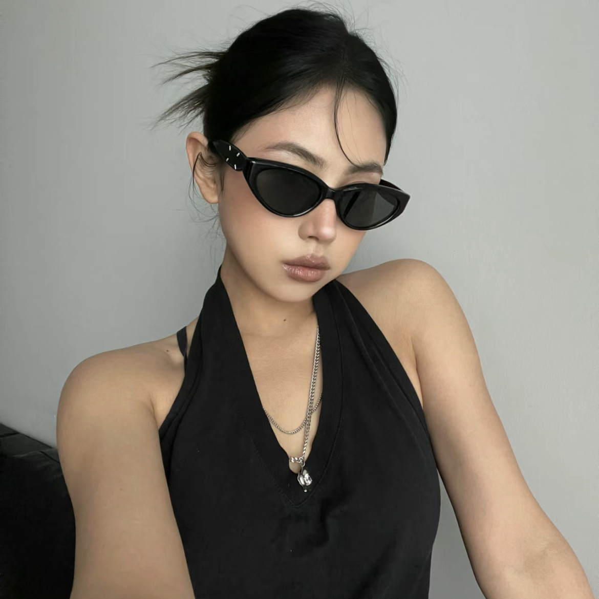 Moda coreana, cara, pequeña protección UV, chica caliente, gafas de sol de ojo de gato, sentido avanzado 2024, nuevas gafas de sol de protección solar para hombres