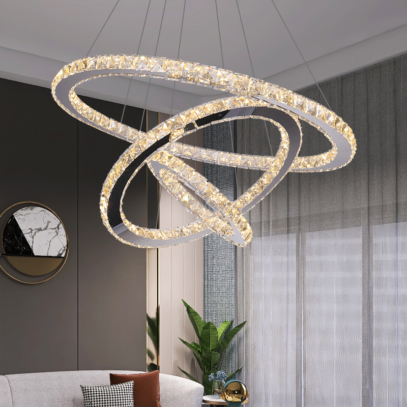 Modern Round Crystal Chandelier LED Luxurious Simple Living Room Bedroom Lamp Decor Villa Duplex Hot Chandelier