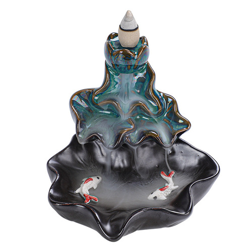 Backflow incense burner creative home furnishings ceramic crafts Zen ornaments Pisces backflow sandalwood ornamental cross-border