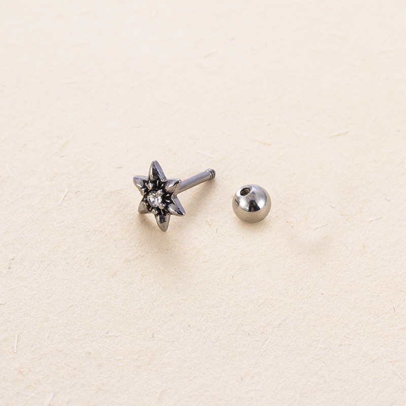 Retro Flower Stainless Steel Plating Ear Studs 1 Piece