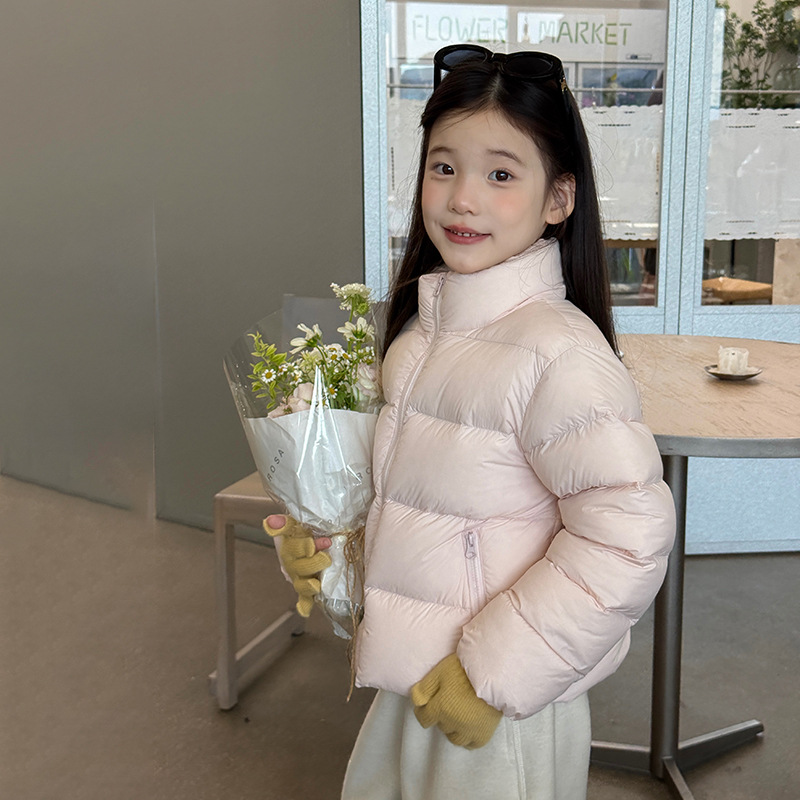 Aimo Beibei Children's 90% White Duck down Waterproof Korean Style Sweet Stand Collar Short down Jacket Warm Thickened Coat