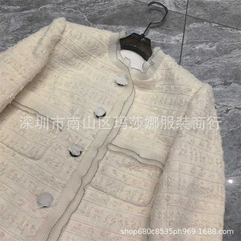 Элитная белая куртка, коллекция 2023 года, стиль Chanel, круглый ворот