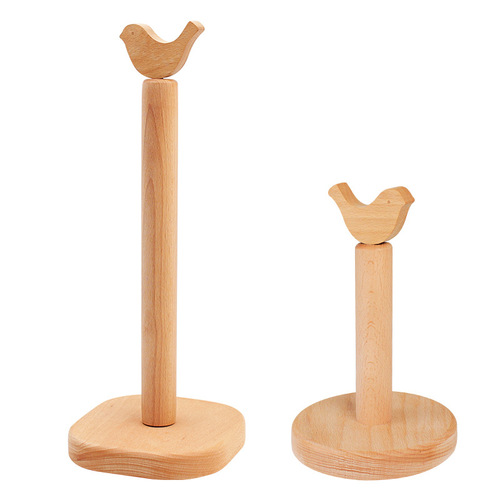 Wooden animal head paper towel holder Japanese style desktop cartoon toilet paper roll holder face towel storage rack short style