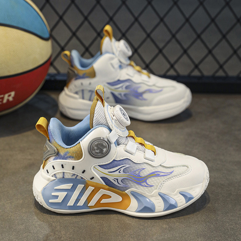 Primavera y verano calzado deportivo para niños niñas niño botón zapatos para correr malla transpirable zapatos casuales para niños grandes zapatos de baloncesto