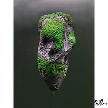 鱼缸悬浮石造景石造型绿色漂浮布置浮岛天然石天水族箱布景平台