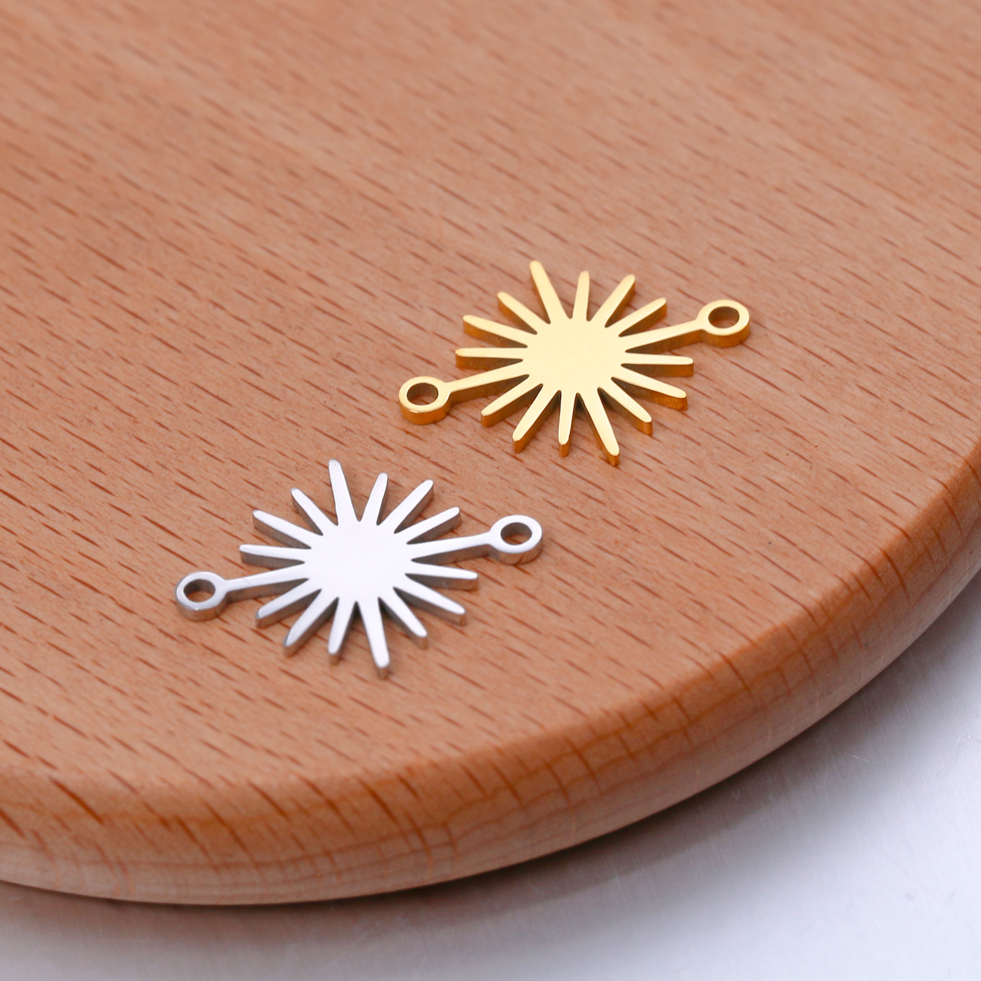 DOOYIO 5 teile/los Edelstahl Sonnenblume Doppel Löcher Anhänger DIY Halskette Armband Charms Schmuck Geschenke Zubehör – Detail 3