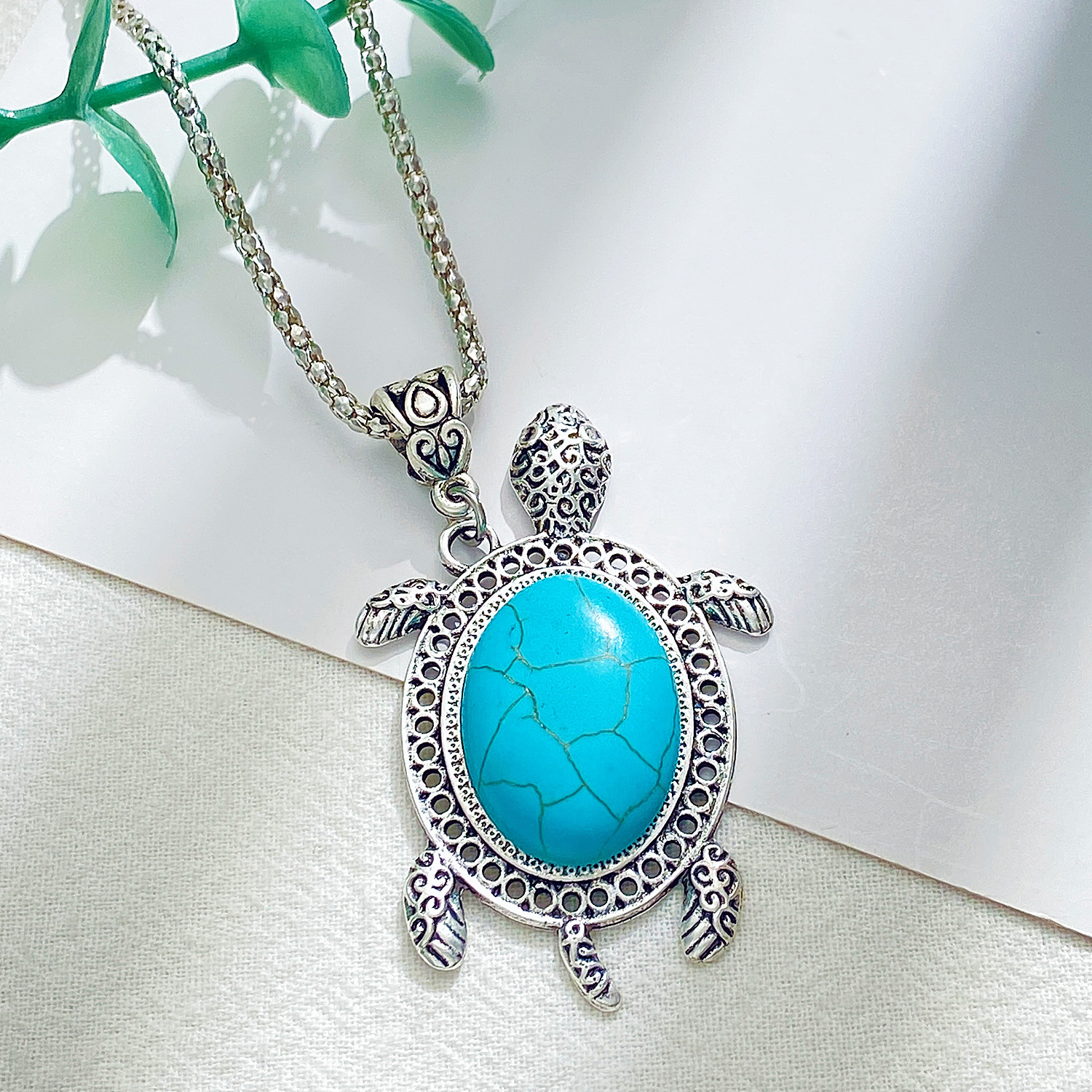 New fashion casual turquoise turtle suit retro exotic three piece jewelry_voghion.com