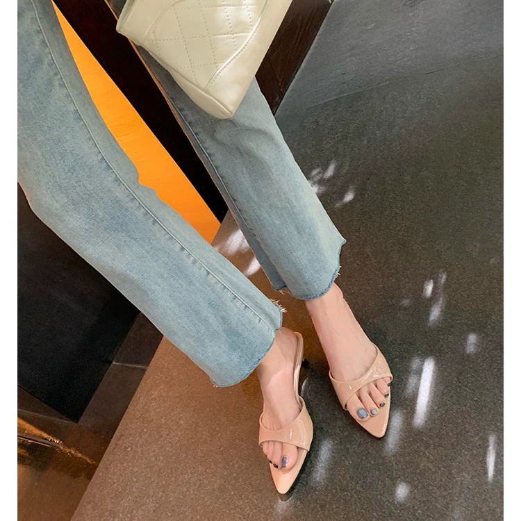Такой же стиль, как у Grape Mom~ Французская элегантная pointed toe с открытым носком, высоченная леопардовая модель tsy каблук сандалии для женщин летом