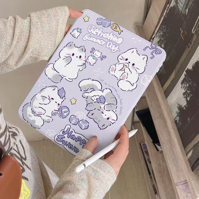 Ins cartoon cat iPadair4/5 protective sleeve rotating flat protective shell iPadPro/10/9/8th Ins cartoon cat iPadair4/5 protective sleeve rotating flat protective shell iPadPro/10/9/8th