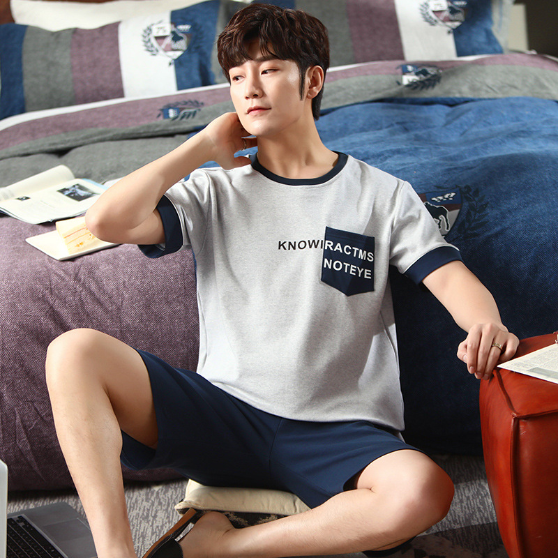 2022 verano nuevos hombres pijamas pantalones cortos de algodón de manga corta jersey de dos piezas ropa de abrigo casual de algodón ropa de casa